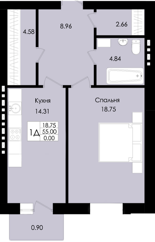 1-кімнатна 55 м² в ЖК Французький дім (Зелений Мис) від 18 700 грн/м², с. Крижанівка