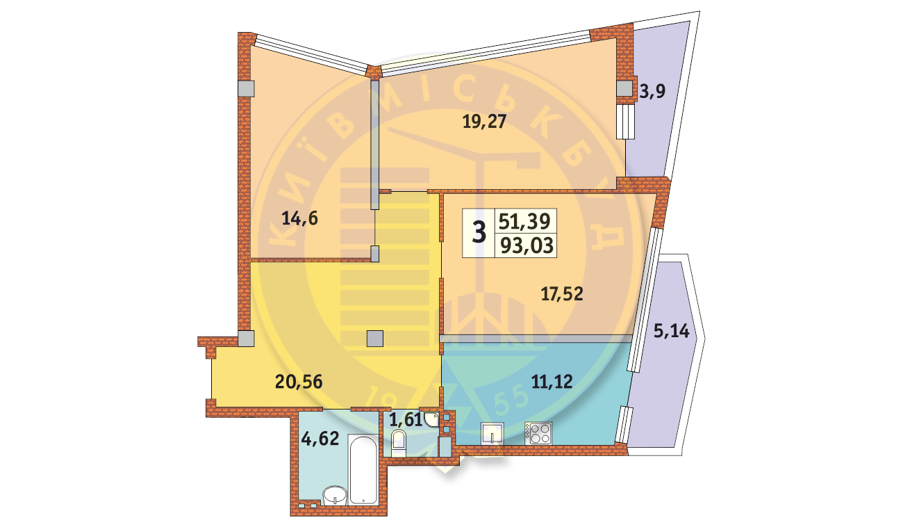 3-кімнатна 93.03 м² в ЖК Costa fontana від 32 650 грн/м², Одеса
