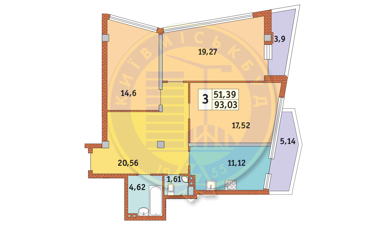 3-комнатная 93.03 м² в ЖК Costa fontana от 32 650 грн/м², Одесса