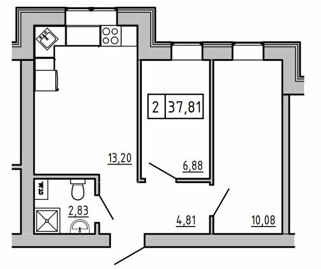 2-комнатная 37.81 м² в ЖК KEKS от 19 650 грн/м², пгт Авангард