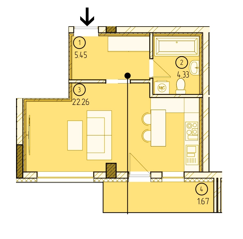 1-комнатная 33.71 м² в ЖК Престиж от 22 550 грн/м², Ужгород