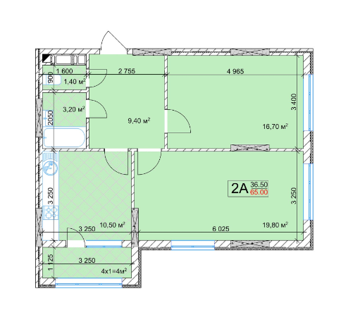 2-кімнатна 65 м² в ЖК Квітень від 24 000 грн/м², Київ