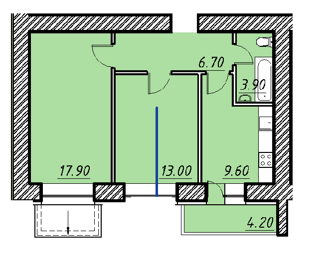 2-комнатная 52.4 м² в ЖК Свитанок от 16 650 грн/м², г. Борисполь