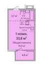 1-кімнатна 33.8 м² в ЖК Скай Сіті Плюс від 25 550 грн/м², Одеса