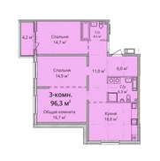 3-комнатная 96.3 м² в ЖК Скай Сити Плюс от 25 400 грн/м², Одесса