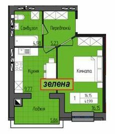 1-комнатная 41.99 м² в ЖК Grand City Dombrovskyi от 13 500 грн/м², Житомир