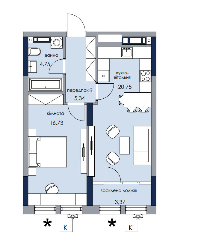 1-комнатная 59.6 м² в ЖК Новый Автограф от 39 200 грн/м², Киев