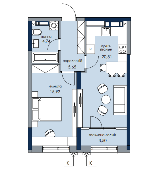 1-комнатная 50.32 м² в ЖК Новый Автограф от 30 041 грн/м², Киев