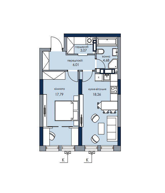 1-кімнатна 49.81 м² в ЖК Новий Автограф від 30 041 грн/м², Київ