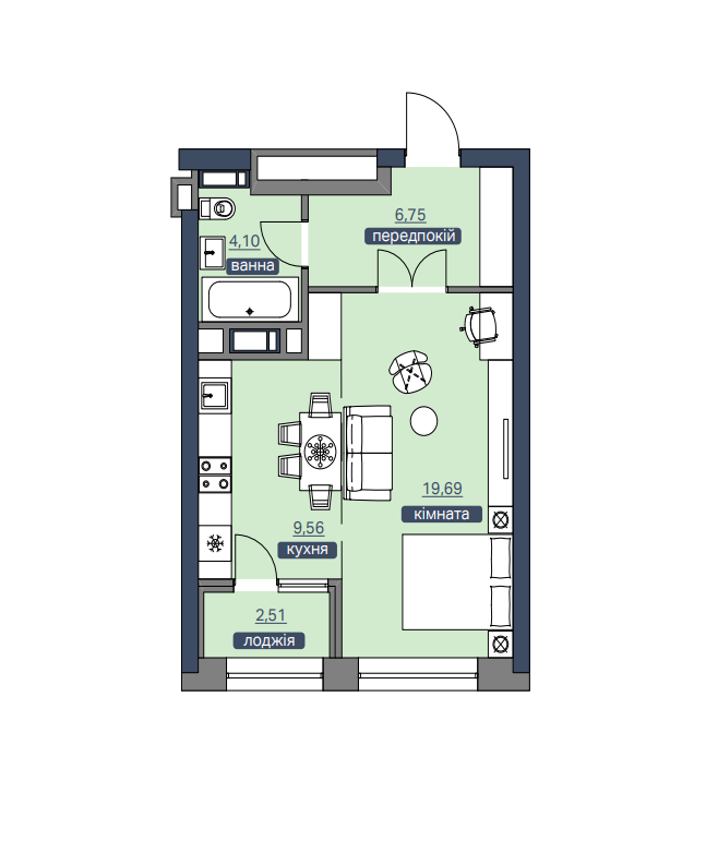 1-комнатная 42.61 м² в ЖК Метрополис от застройщика, Киев