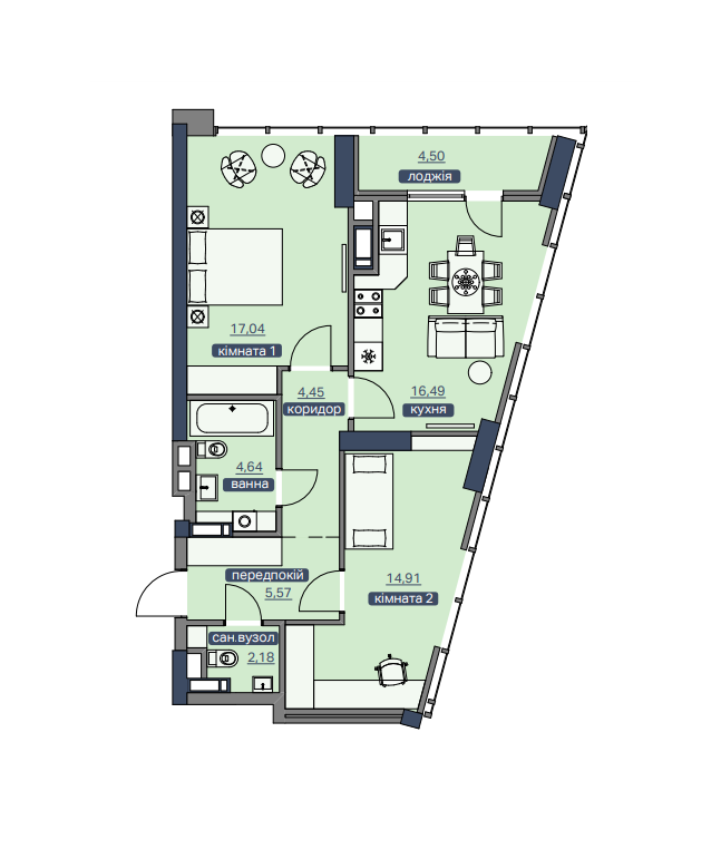 2-комнатная 69.89 м² в ЖК Метрополис от 33 384 грн/м², Киев