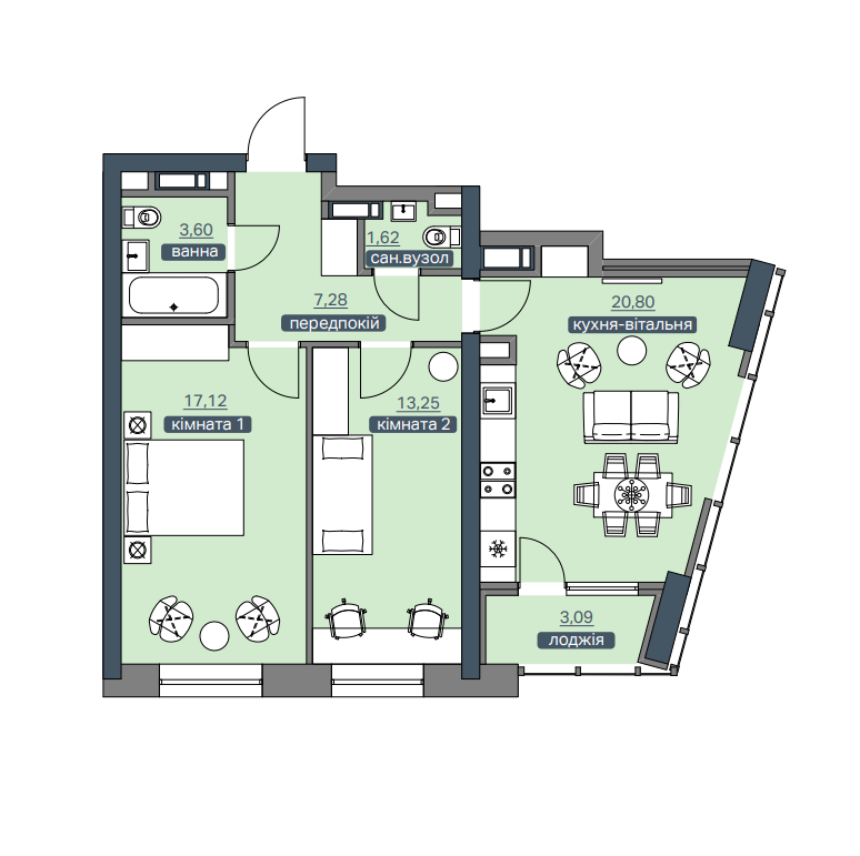 2-комнатная 65.96 м² в ЖК Метрополис от 35 625 грн/м², Киев