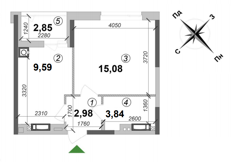 1-комнатная 34.34 м² в ЖК Оптимісто от 21 000 грн/м², с. Гатное