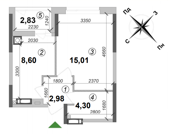 1-комнатная 33.72 м² в ЖК Оптимісто от 21 000 грн/м², с. Гатное