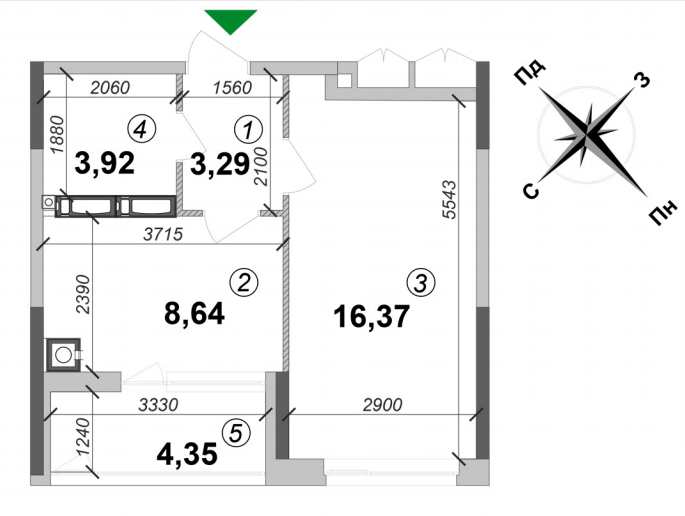 1-кімнатна 36.57 м² в ЖК Оптимісто від 21 000 грн/м², с. Гатне