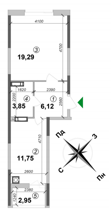1-кімнатна 43.96 м² в ЖК Оптимісто від 19 000 грн/м², с. Гатне