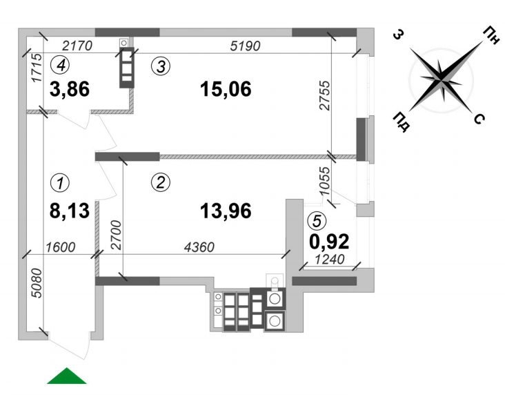 1-кімнатна 41.93 м² в ЖК Оптимісто від забудовника, с. Гатне