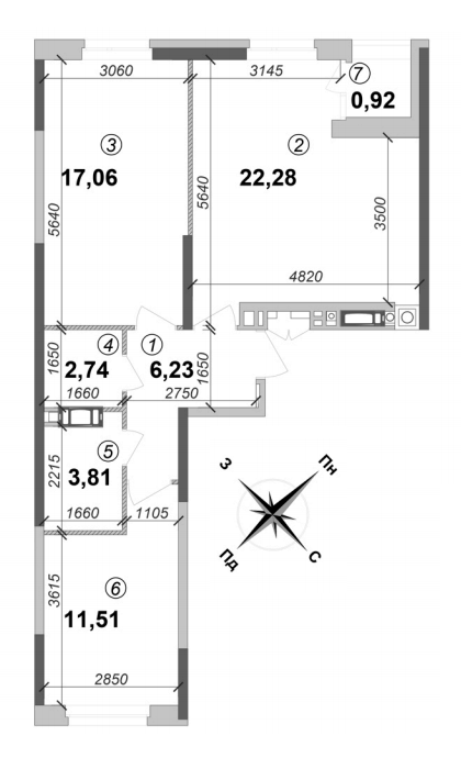 2-комнатная 64.56 м² в ЖК Оптимісто от 27 000 грн/м², с. Гатное