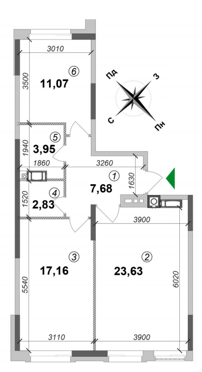 2-кімнатна 66.3 м² в ЖК Оптимісто від 25 000 грн/м², с. Гатне