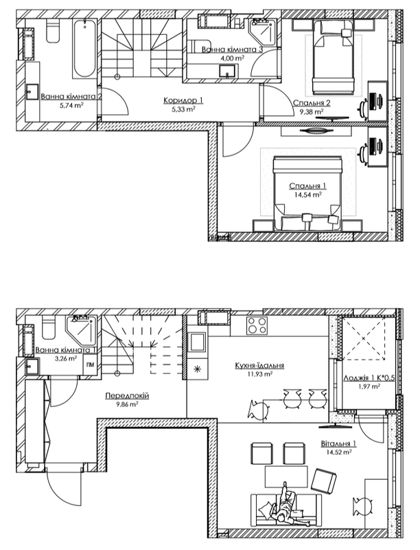 Дворівнева 80.53 м² в ЖК BOSTON Creative House від 37 169 грн/м², Київ
