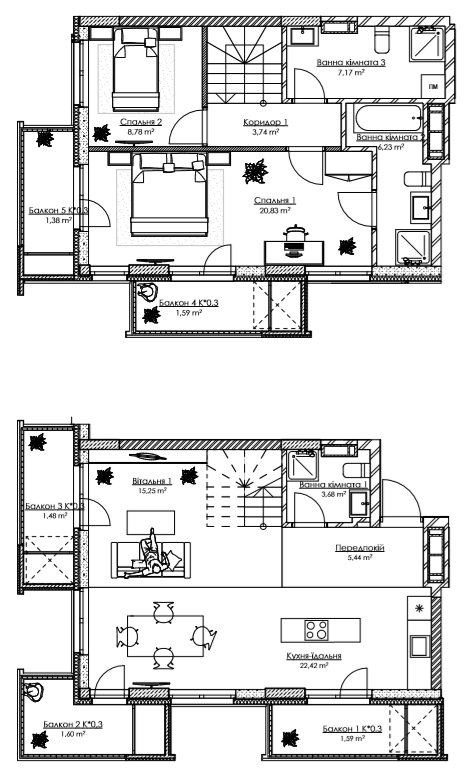 Дворівнева 101.18 м² в ЖК BOSTON Creative House від 37 536 грн/м², Київ