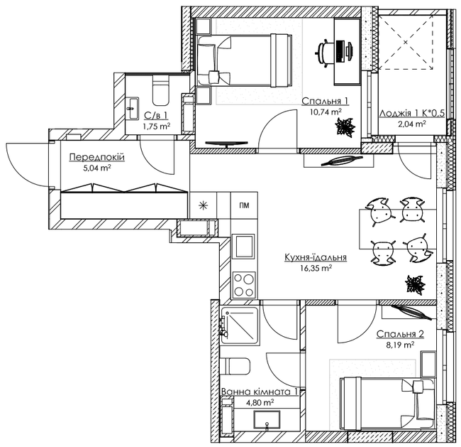 1-комнатная 48.91 м² в ЖК BOSTON Creative House от 37 566 грн/м², Киев