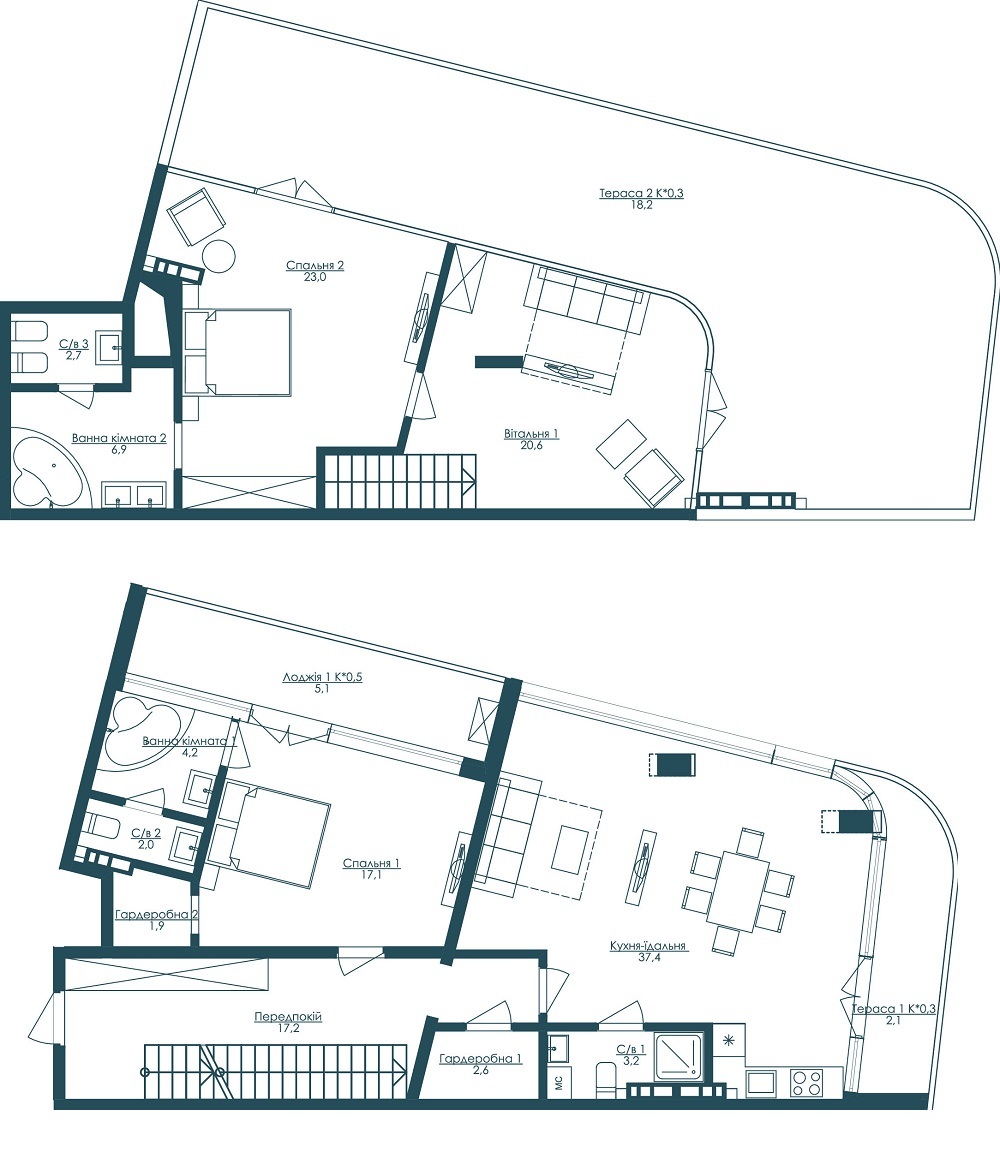 Двухуровневая 164.1 м² в ЖК KANDINSKY Odessa Residence от 67 025 грн/м², Одесса