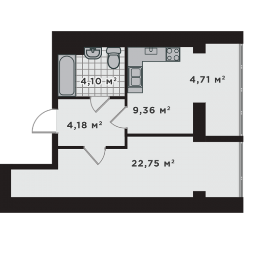 1-комнатная 45.1 м² в ЖК Millennium State от 17 919 грн/м², г. Буча