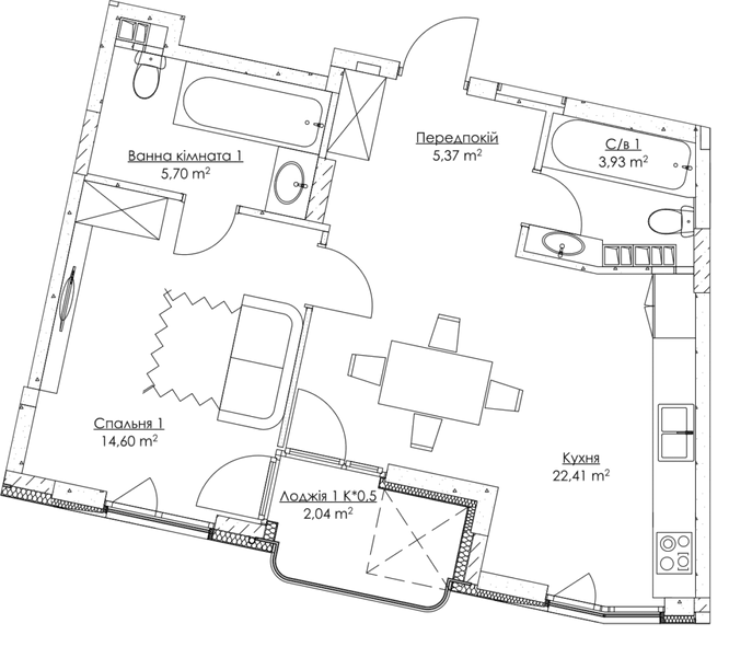 1-комнатная 54.04 м² в ЖК O2 Residence от 21 643 грн/м², Киев