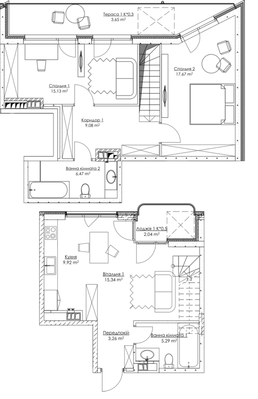 Двухуровневая 87.85 м² в ЖК O2 Residence от 28 391 грн/м², Киев