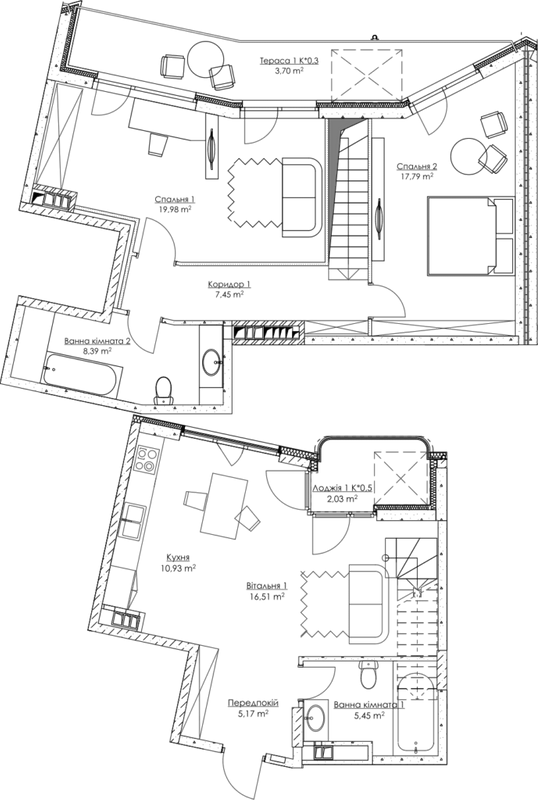 Двухуровневая 97.4 м² в ЖК O2 Residence от 23 168 грн/м², Киев