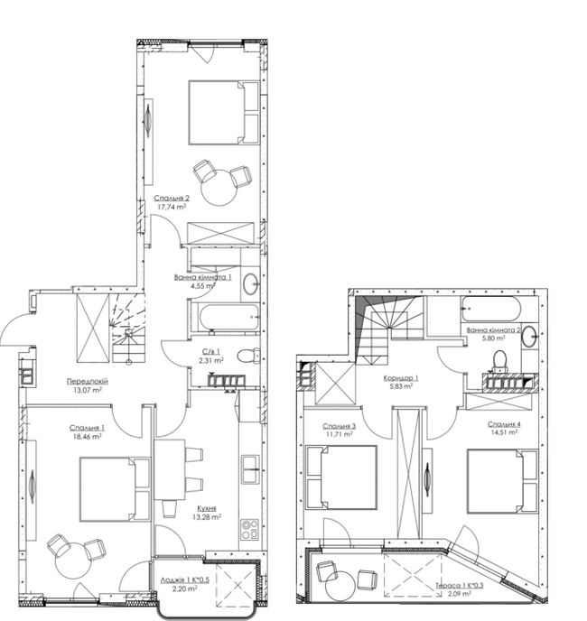 Двухуровневая 111.55 м² в ЖК O2 Residence от 30 079 грн/м², Киев