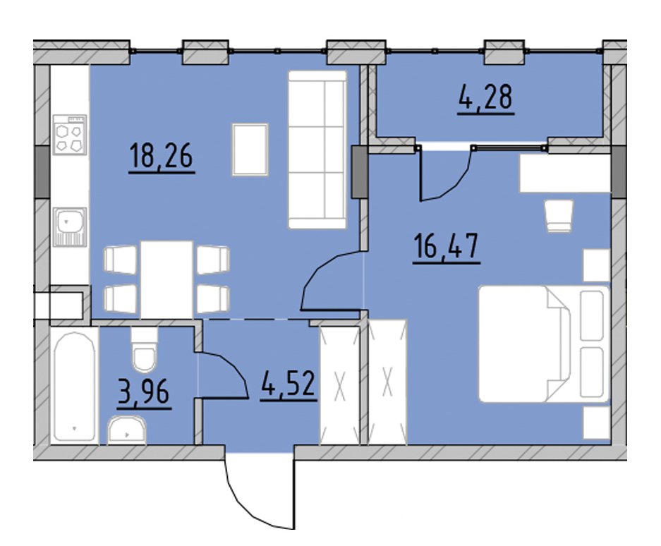 1-кімнатна 47.49 м² в ЖК Велика Британія від 22 824 грн/м², Львів