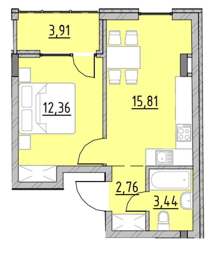 1-кімнатна 38.28 м² в ЖК Велика Британія від 15 900 грн/м², Львів