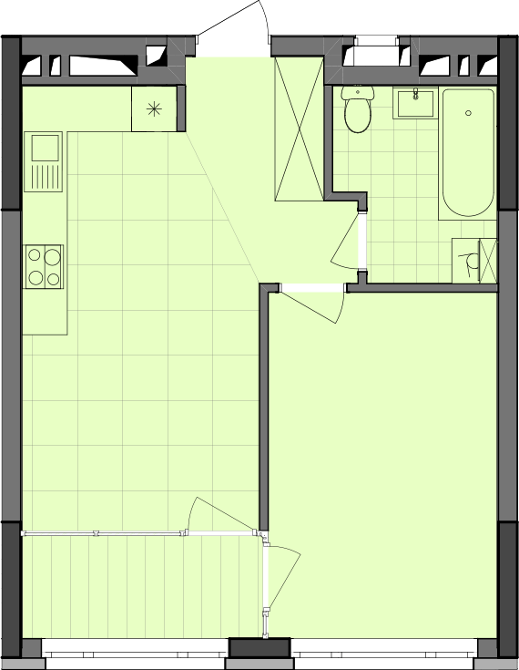 1-комнатная 45.56 м² в ЖК Dibrova Park от 25 150 грн/м², Киев