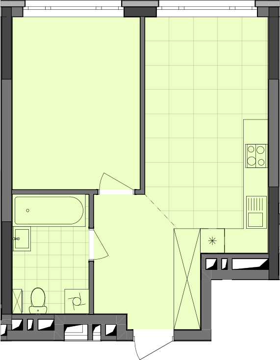 1-комнатная 43.41 м² в ЖК Dibrova Park от 25 150 грн/м², Киев