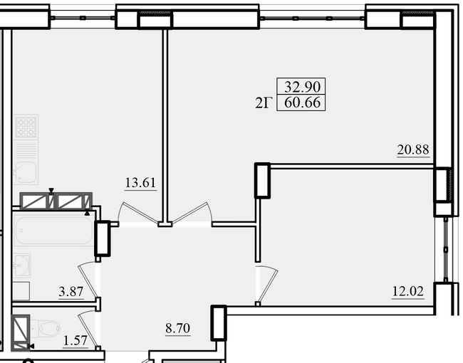 2-комнатная 60.66 м² в ЖК Морской от 16 750 грн/м², г. Черноморск