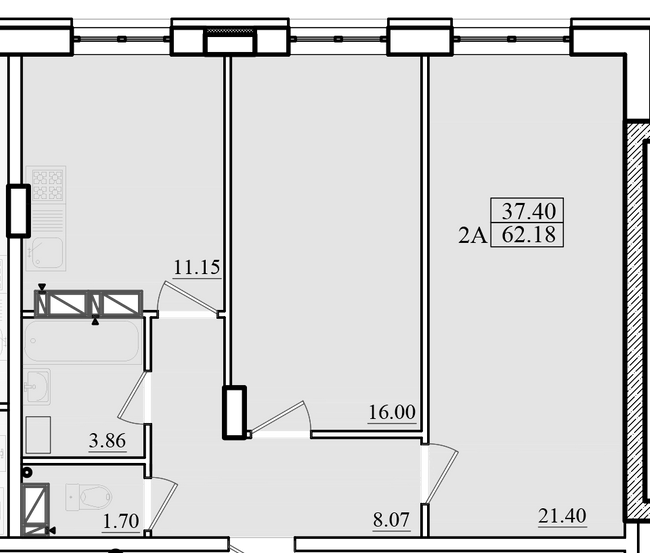 2-кімнатна 62.18 м² в ЖК Морський від 18 400 грн/м², м. Чорноморск