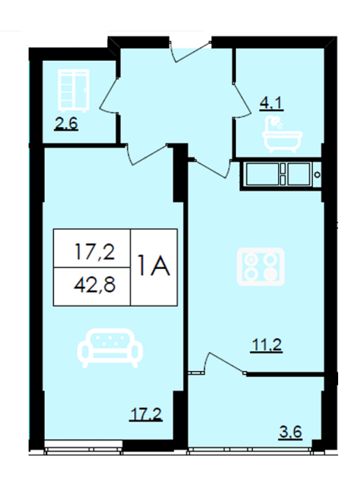 1-комнатная 42.8 м² в ЖК Лесопарковый от 20 700 грн/м², Винница