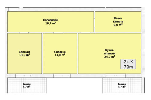 2-кімнатна 79 м² в ЖК Хмельницьке шосе, 40 від 23 050 грн/м², Вінниця