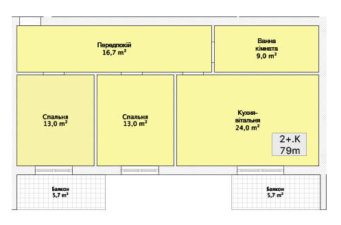 2-комнатная 79 м² в ЖК Хмельницкое шоссе, 40 от 23 050 грн/м², Винница