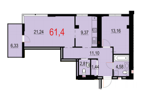 2-кімнатна 61.4 м² в ЖК Бульвар Європейський від 19 000 грн/м², Івано-Франківськ