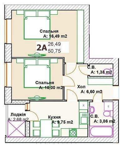 2-комнатная 47.53 м² в ЖК Премиальный от 21 000 грн/м², г. Ирпень