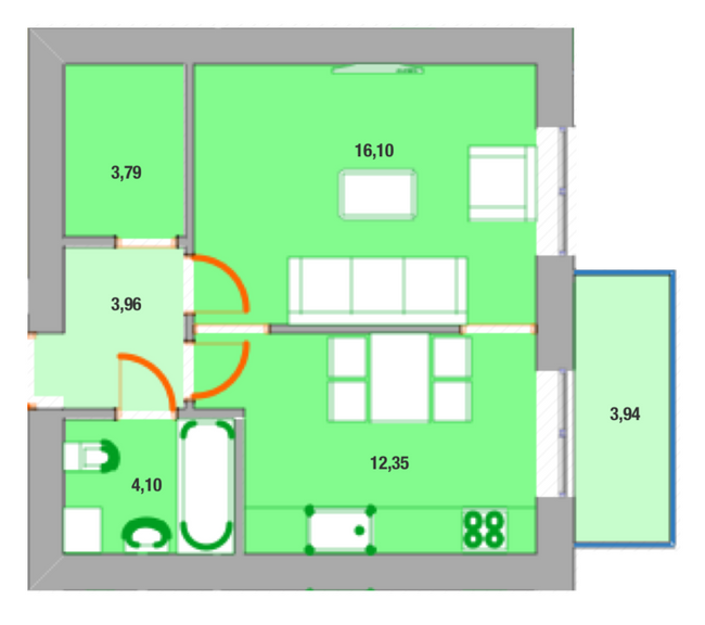 1-комнатная 39.1 м² в ЖК Престиж Таун от застройщика, Ивано-Франковск