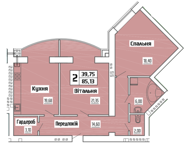 2-комнатная 85.13 м² в ЖК на ул. Коперника, 83 от 24 500 грн/м², Луцк