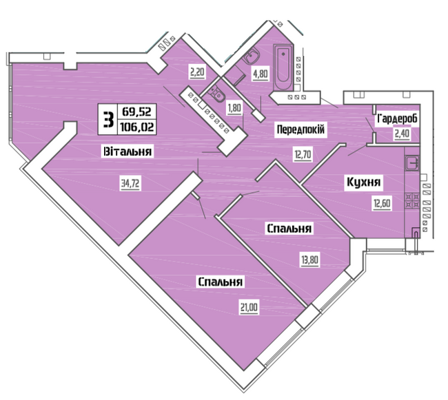 3-кімнатна 106.02 м² в ЖК на вул. Коперника, 83 від 25 000 грн/м², Луцьк