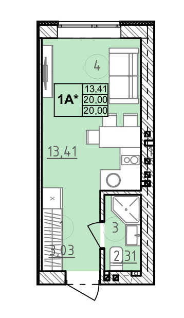 1-кімнатна 20 м² в ЖК Сенсація від 19 750 грн/м², смт Гостомель