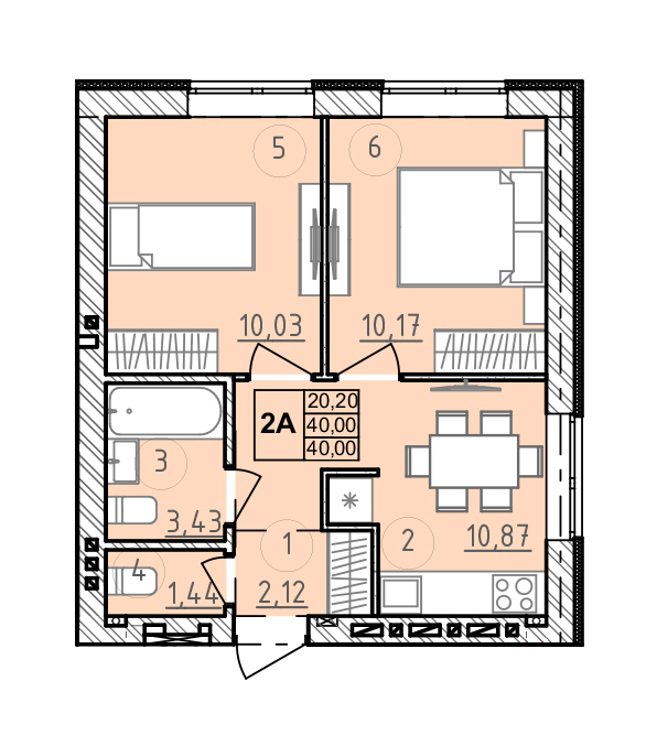 2-кімнатна 40 м² в ЖК Сенсація від 18 400 грн/м², смт Гостомель