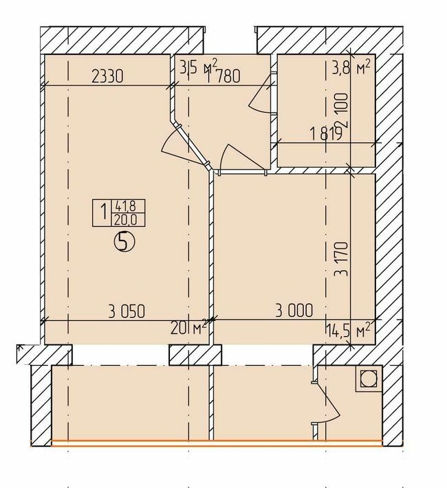 1-комнатная 41.8 м² в ЖК Дубовый Гай от 18 900 грн/м², Запорожье