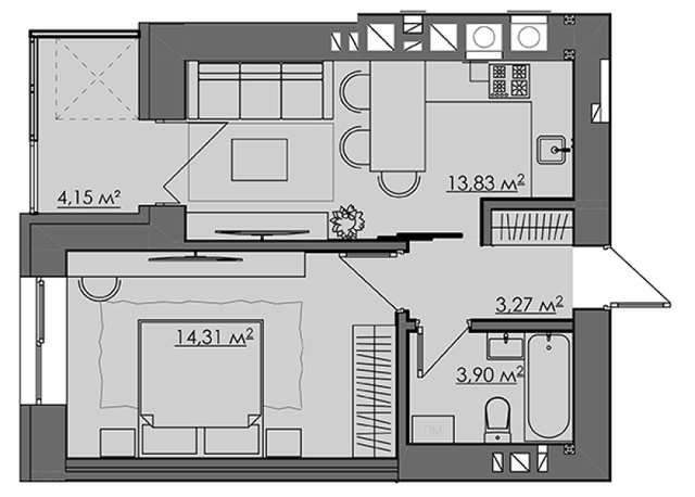 1-комнатная 35.31 м² в ЖК CENTRAL CITY Apartments от 24 500 грн/м², Ровно